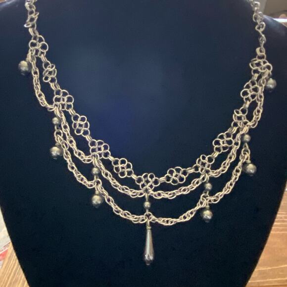 15” Clasp Marked Solid Copper Chandelier Necklace Hematite stones - Picture 1 of 10